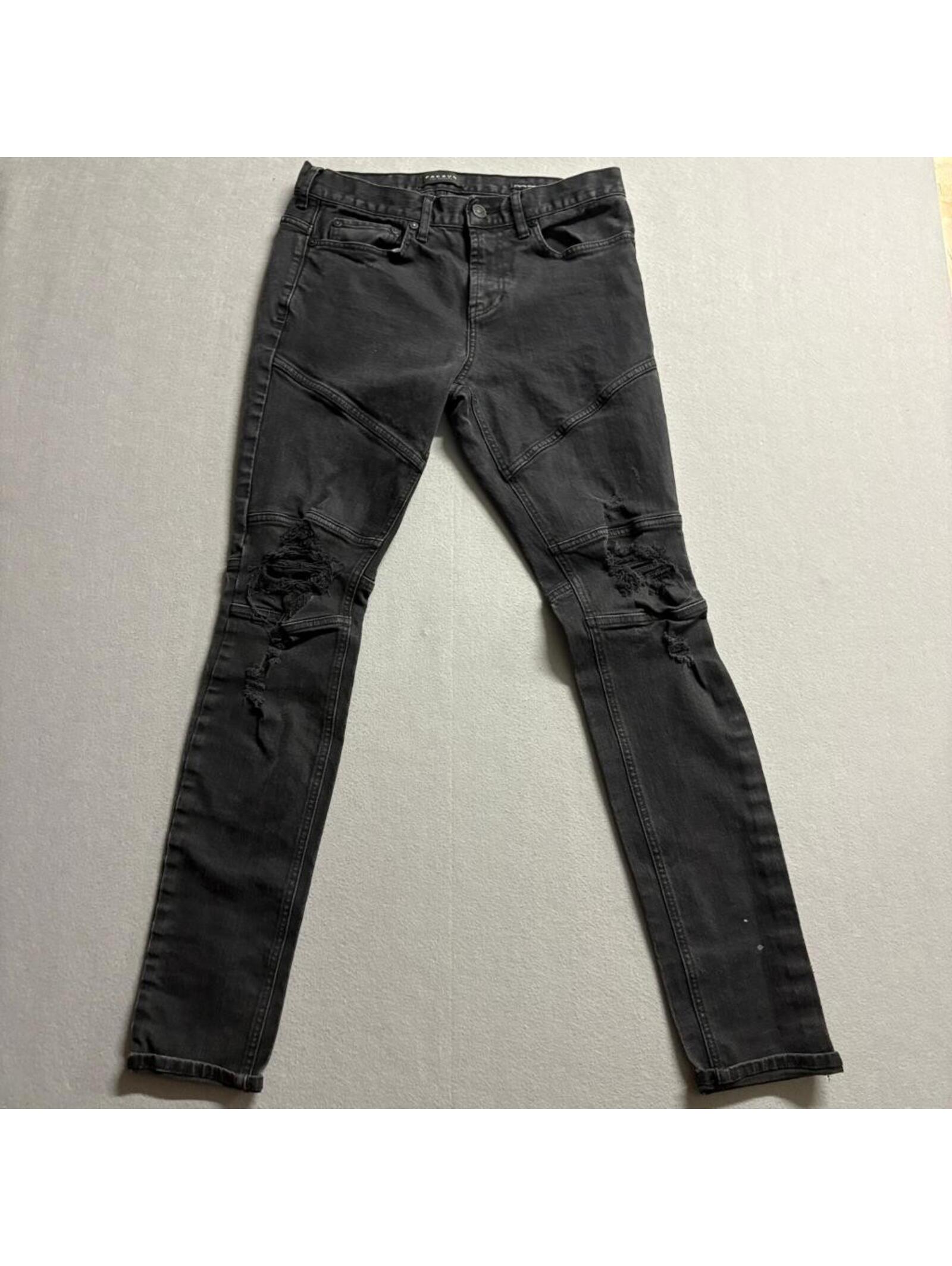 Pacsun Stacked Skinny Jeans Mens 31x32 Black Distressed Ripped Moto Denim